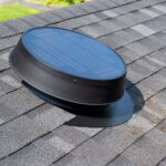 Solar attic fan installed on roof of the home