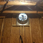 Attic view from inside of solar attic fan