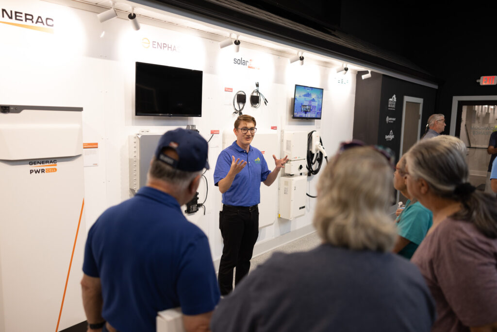 Earth Right Consultant give tour of educational showroom